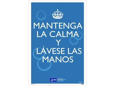 National Marker Vinyl Poster, Keep Calm and Wash Your Hands, 18 x 12, Blue/White (PST156CSP)