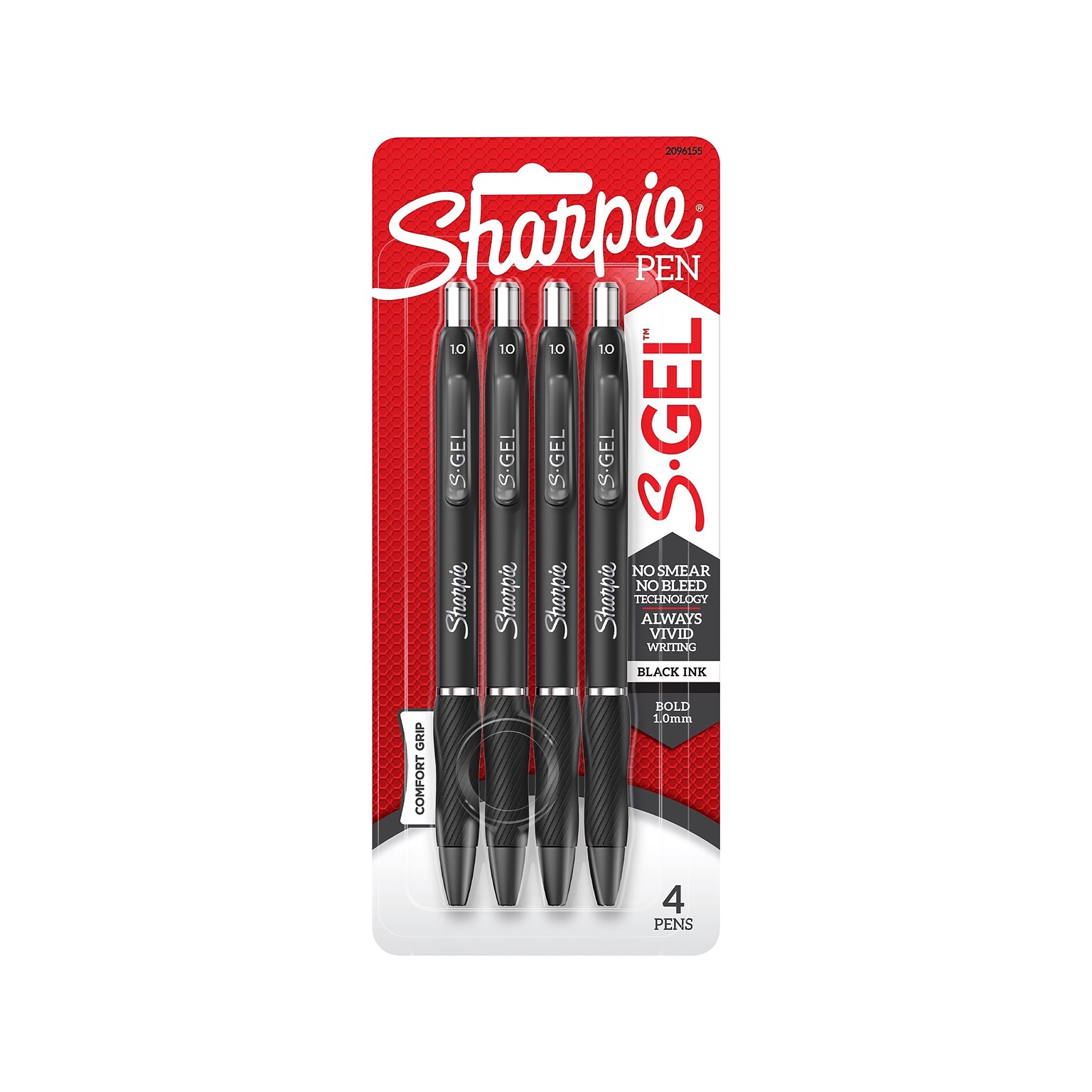 Sharpie S-Gel Retractable Gel Pen, Bold Point, Black Ink, 4/Pack (2096155)