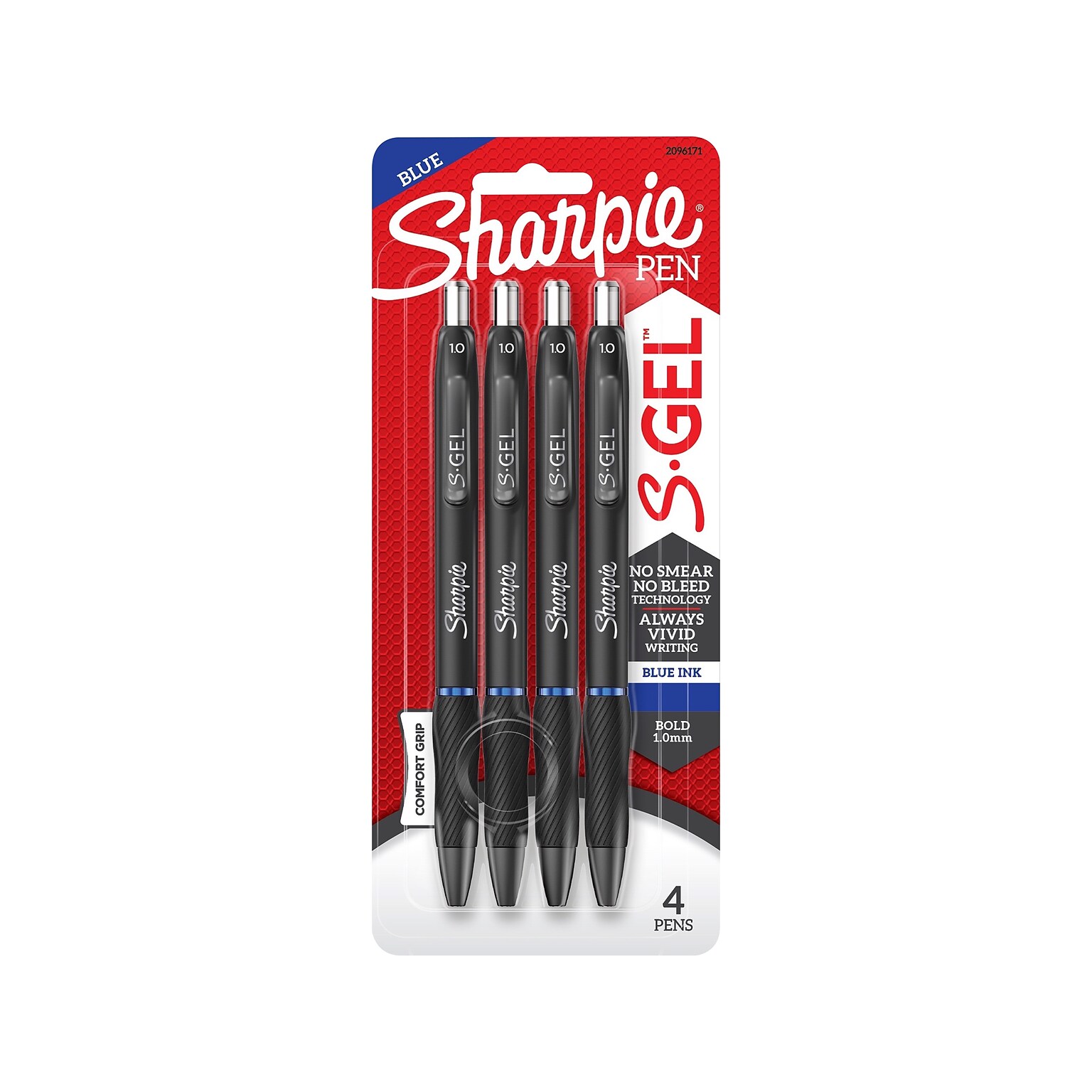 Sharpie S-Gel Retractable Gel Pen, Bold Point, Blue Ink, 4/Pack (2096171)