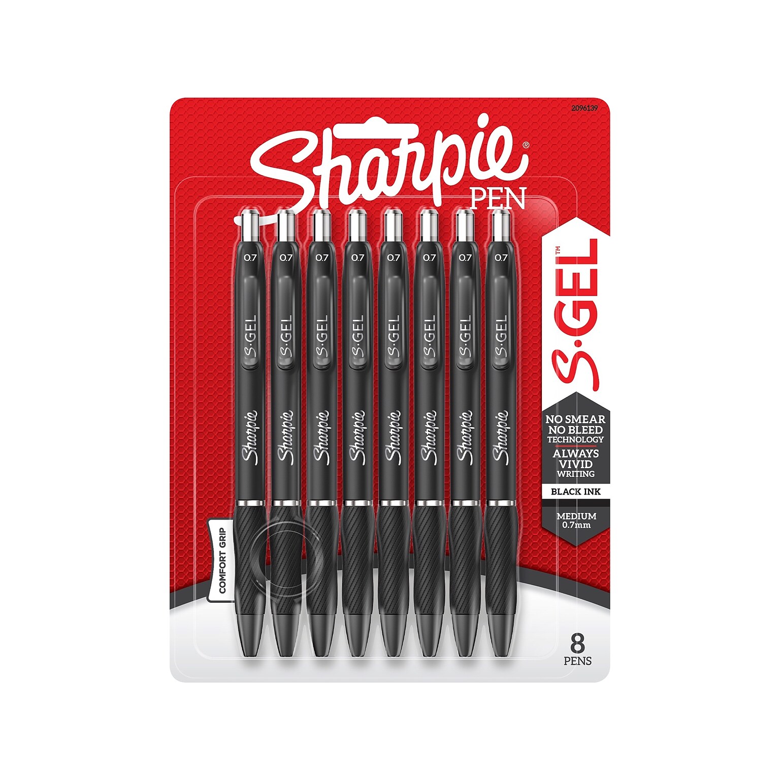 Sharpie S-Gel Retractable Gel Pen, Medium Point, 0.7mm, Black Ink, 8/Pack (2096139)