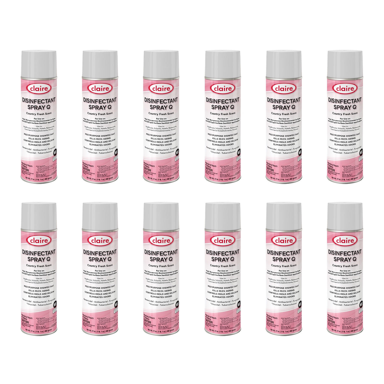 Claire Spray Q Disinfectant Can, Country Fresh, 17 Oz. 12/Carton (CL1001)