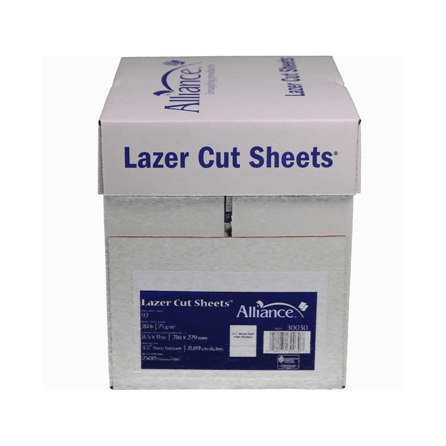 Alliance Lazer Cut 8.5 x 11 Printer Paper, 20 lbs., 92 Brightness, 500 Sheets/Ream, 5 Reams/Carton (30030-C)