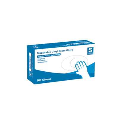 Powder Free Vinyl Exam Gloves, Latex Free, Small, 100/Box (VM4512)