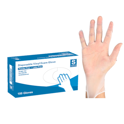 Powder Free Vinyl Exam Gloves, Latex Free, Small, 100/Box, 10 Boxes/Carton (VM4512CT) (Size: S-7)