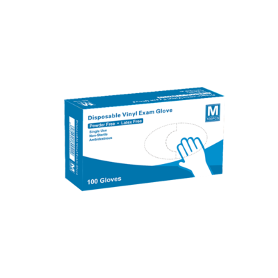 Powder/Latex Free Vinyl Exam Gloves, Medium, Clear, 100/Box (VM4513)