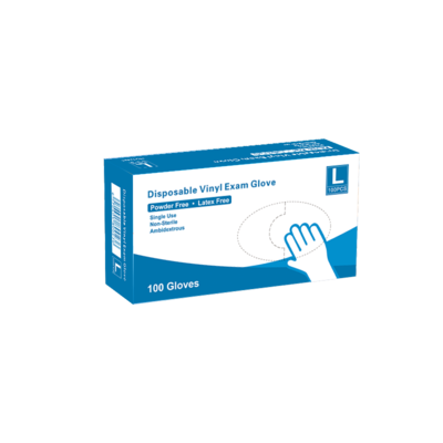 Powder Free Vinyl Exam Gloves, Latex Free, Large, 100/Box (VM4514)