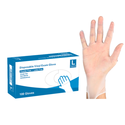 Powder Free Vinyl Exam Gloves, Latex Free, Large, 100/Box, 10 Boxes/Carton (VM4514CT)