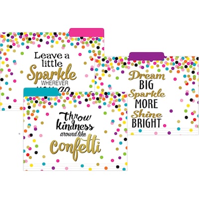 Teacher Created Resources Confetti File Folder, 1/3-Cut Tab, Letter Size, Assorted, 24/Pack (TCR8536