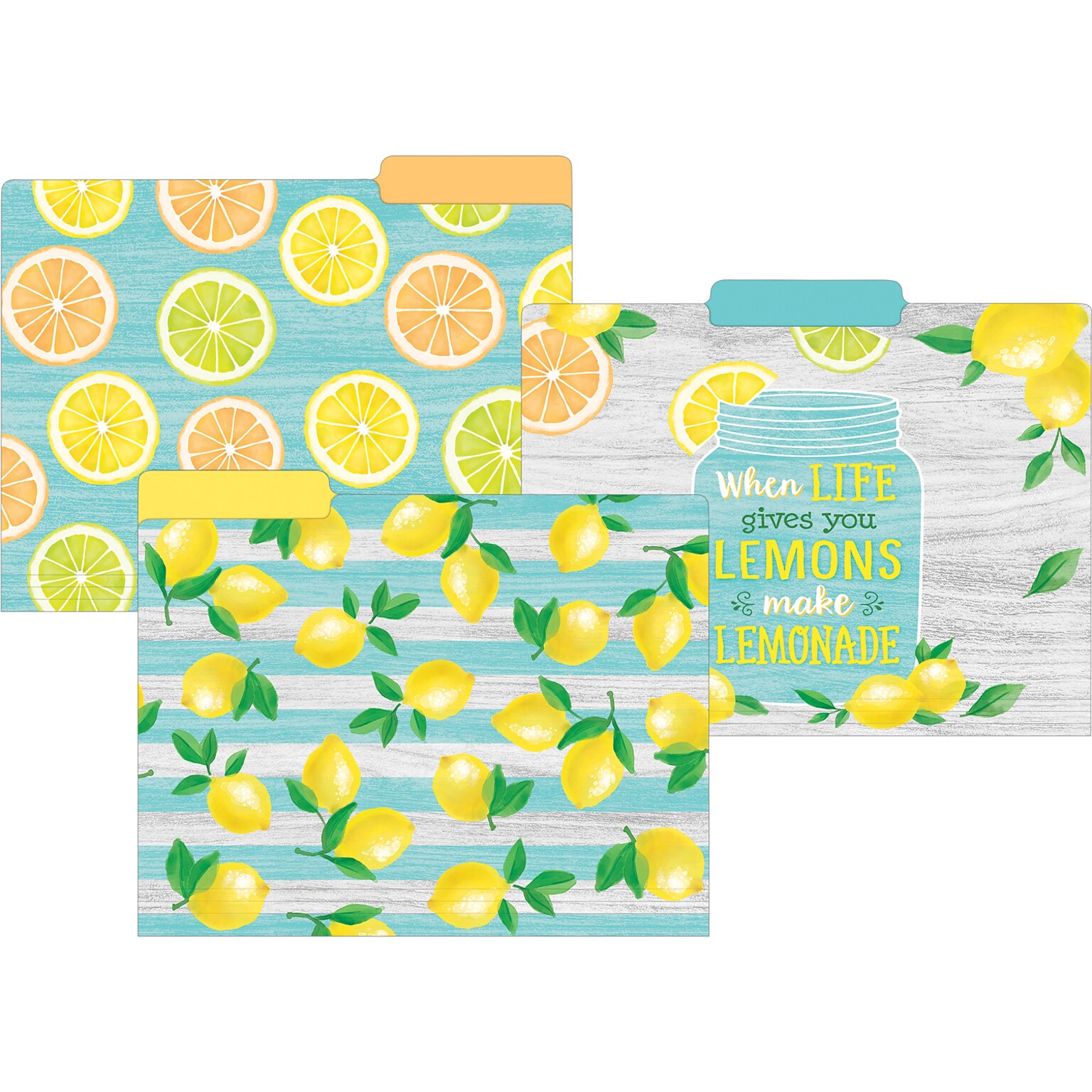 Teacher Created Resources Lemon Zest File Folders, 3-Tab, 11.75 x 9.5, Assorted Colors, 24/PK (TCR8542)