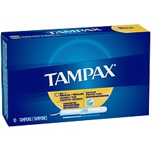 Tampax Cardboard Applicator Tampons, Regular, Unscented, 10/Box (1702131)