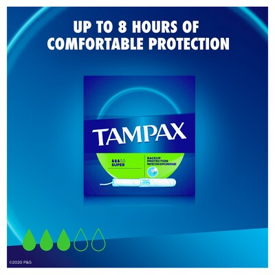 Tampax Cardboard Applicator Tampons, Super, Unscented, 10/Box (31409)