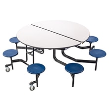 NPS® 60 Round Mobile Table w/ 8 Stools; Grey/Blue