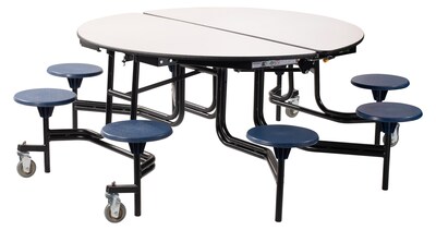 NPS® 60 Round Mobile Table w/ 8 Stools; Grey/Blue