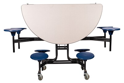 NPS® 60" Round Mobile Table w/ 8 Stools; Grey/Blue