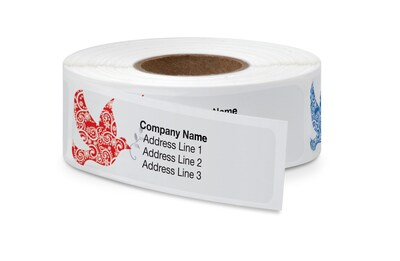 Rolled Address Label, 2 1/2 x 3/4 Rectangle, Clear Film, Full Color, 250 Labels, 1/Roll