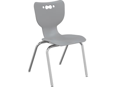 MooreCo Hierarchy 4-Leg Plastic School Chair, Chrome/Gray (53318-1-GREY-NA-CH)