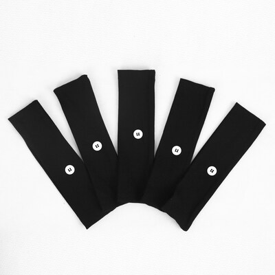 Cloth Button Headband, Mask Extender, Black, 5/Pack (DHHB001)
