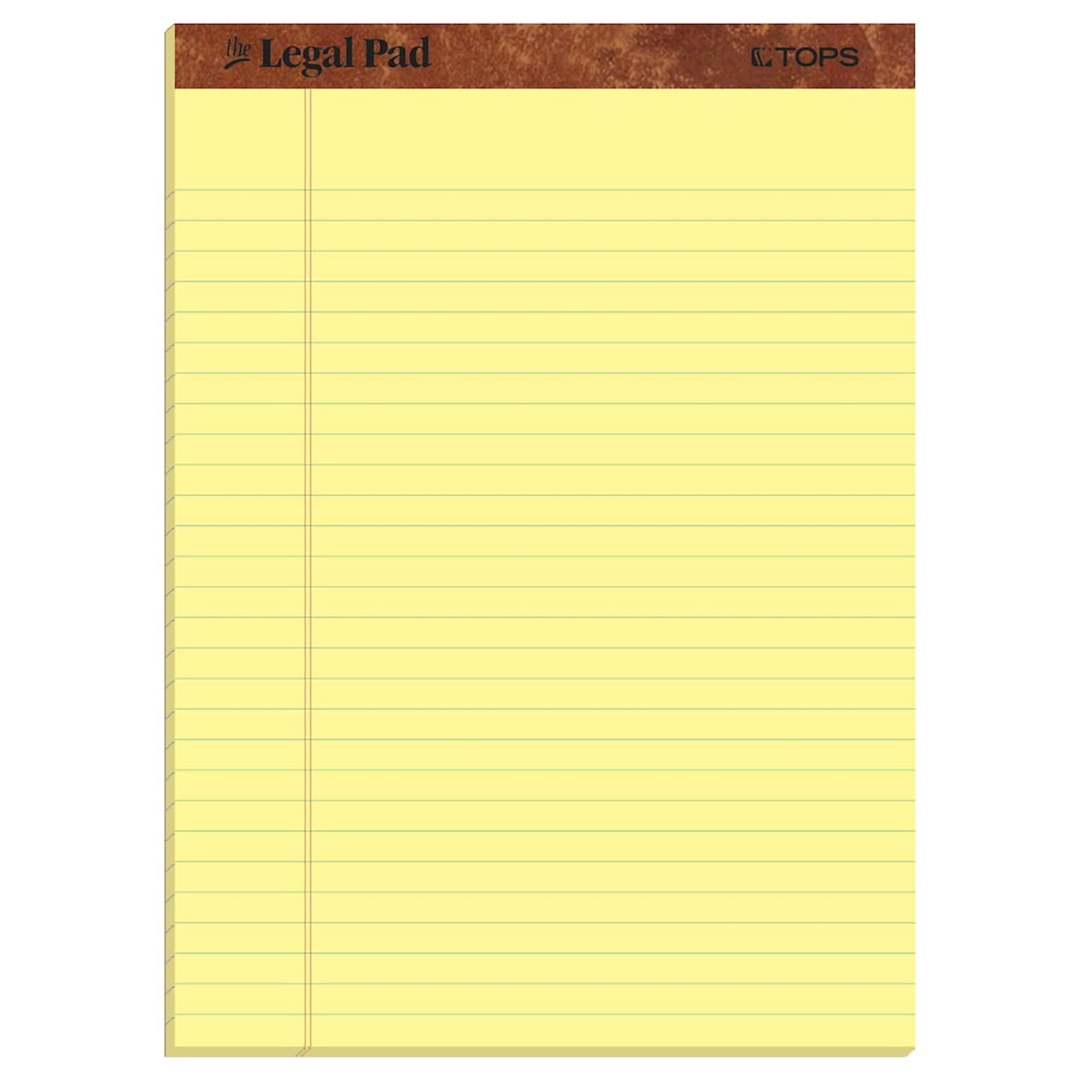 TOPS The Legal Pad Notepad, 8.5 x 11.75, Wide Ruled, Canary, 50 Sheets/Pad, 3 Pads/Pack (75327)