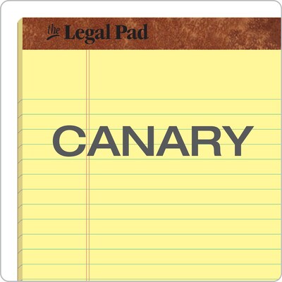 TOPS The Legal Pad Notepad, 8.5" x 11.75", Wide Ruled, Canary, 50 Sheets/Pad, 3 Pads/Pack (75327)