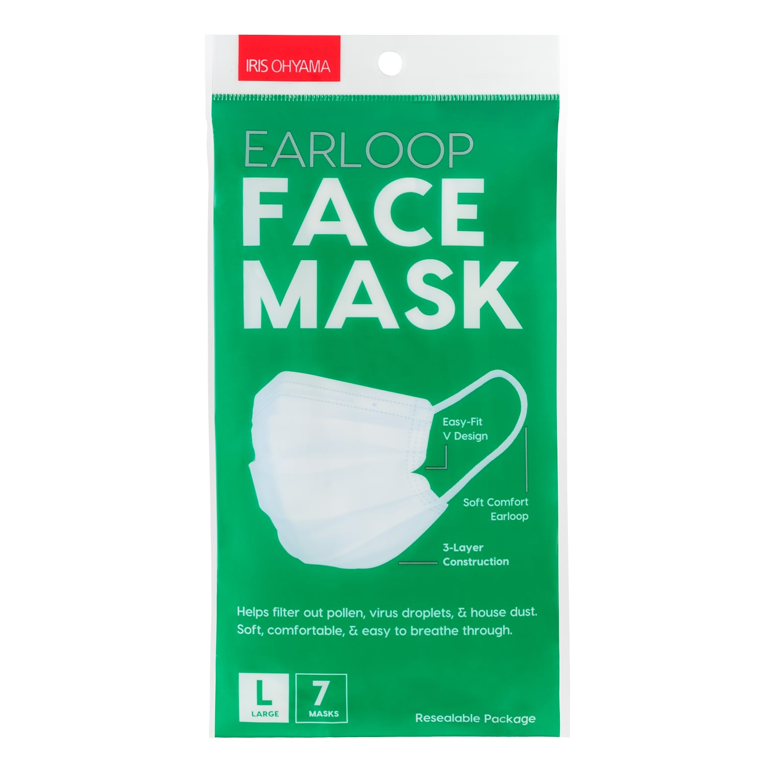 Iris Face Mask, 3-Ply, Large, 7/Pack (590040)