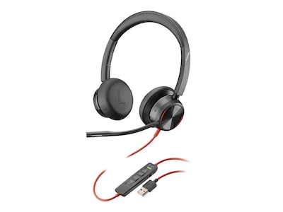 Poly Blackwire 8225 Wired Noise Canceling Stereo On Ear Phone & Computer Headset, USB-A, Black  (214406-01)
