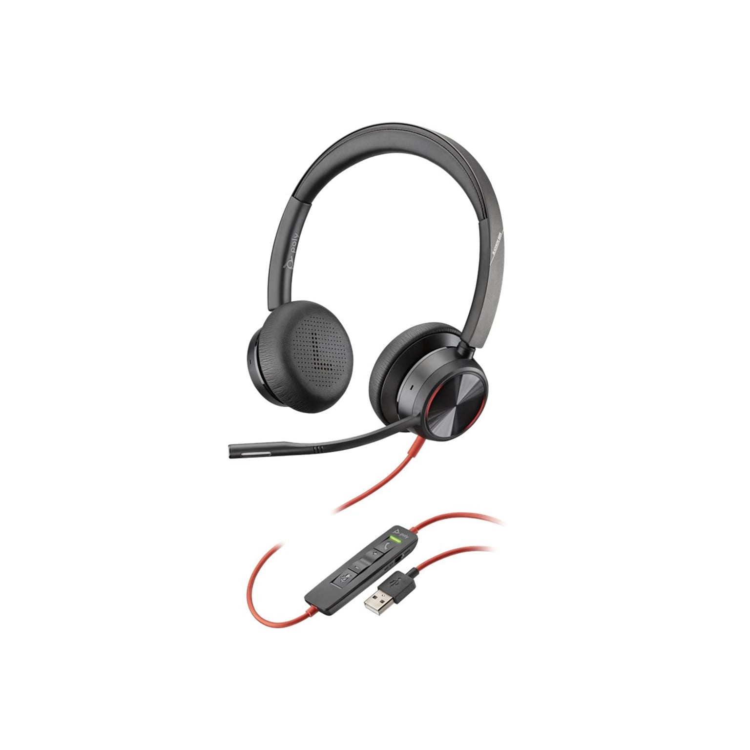 Plantronics Blackwire 8225 Wired Noise Canceling Stereo On Ear Phone & Computer Headset, Black (214406-01)