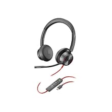 Poly Blackwire 8225 Wired Noise Canceling Stereo On Ear Phone & Computer Headset, USB-C, Black (2144