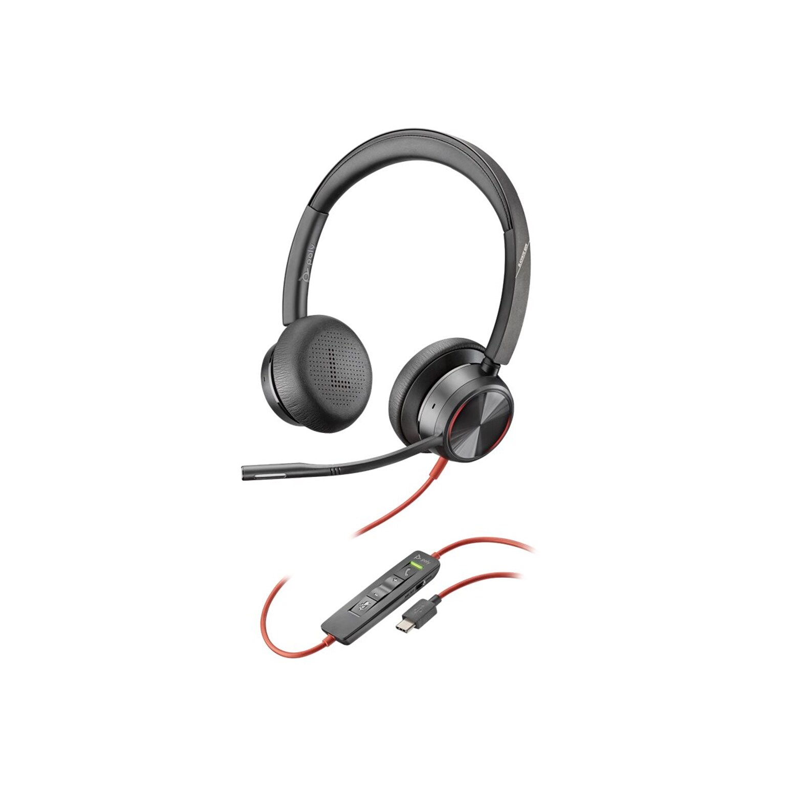 Poly Blackwire 8225 Wired Noise Canceling Stereo On Ear Phone & Computer Headset, USB-C, Black (214407-01)