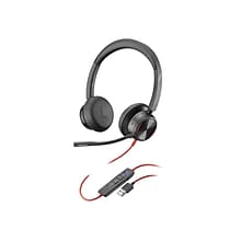 Poly Blackwire 8225 Wired Noise Canceling Stereo On Ear Phone & Computer Headset, Black  (214408-01