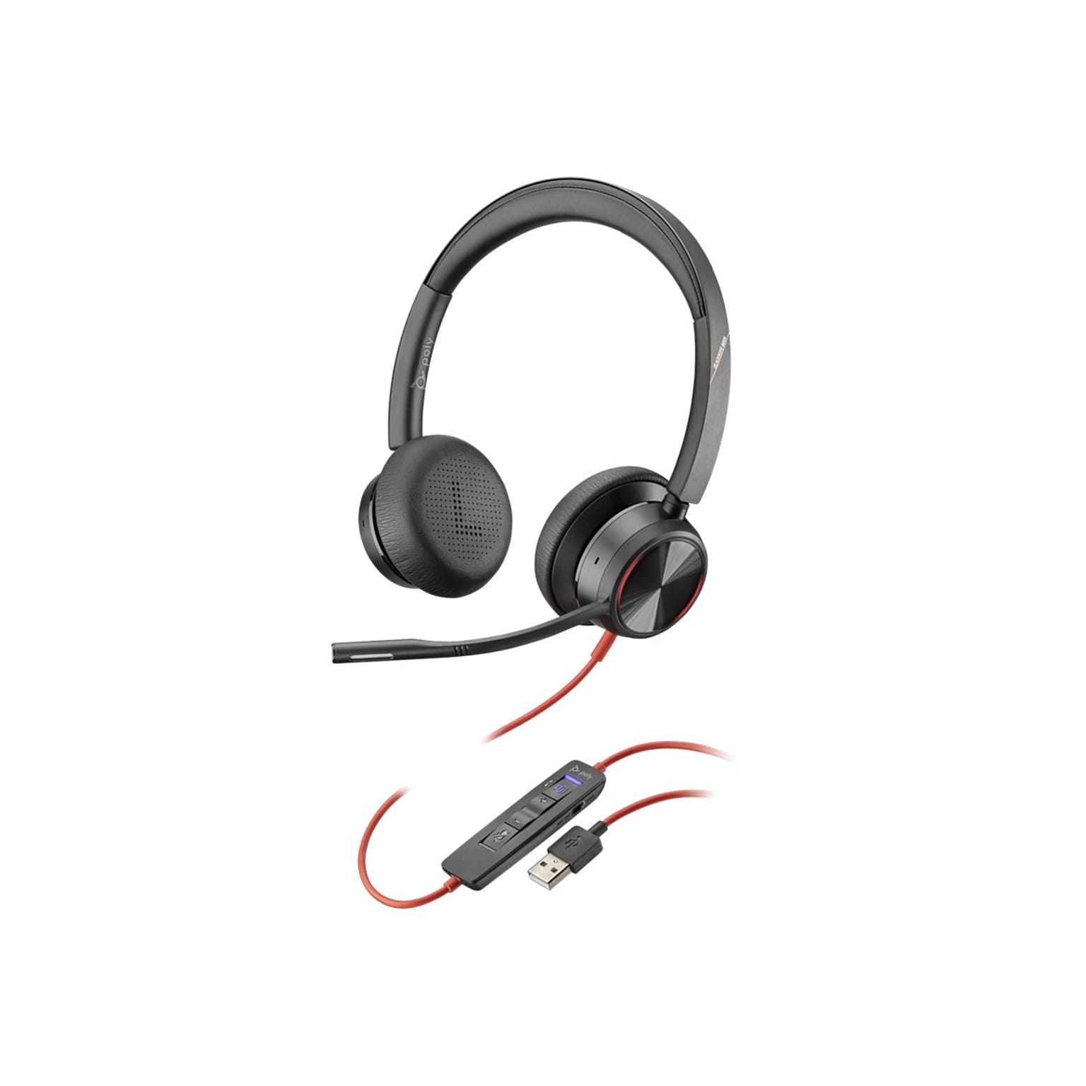 Poly Blackwire 8225 Wired Noise Canceling Stereo On Ear Phone & Computer Headset, Black  (214408-01 )