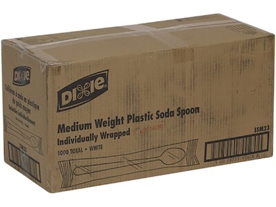 Dixie Polystyrene Soda Spoon, Medium-Weight, White, 1000/Carton (SSM23)