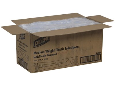 Dixie Polystyrene Soda Spoon, Medium-Weight, White, 1000/Carton (SSM23)