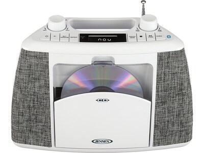 Jensen CD-565 Bluetooth CD/Radio Player, White/Gray (CD-565)