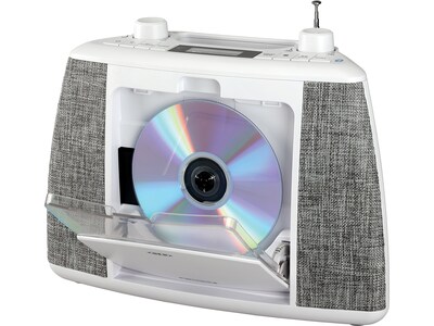 Jensen CD-565 Bluetooth CD/Radio Player, White/Gray (CD-565)