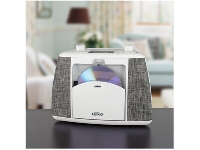 Jensen CD-565 Bluetooth CD/Radio Player, White/Gray (CD-565)