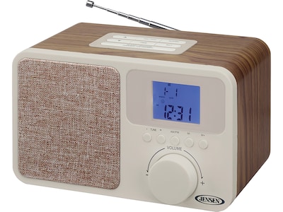 Jensen JCR-315 Digital AM/FM Dual Alarm Clock Radio, Beige/Brown