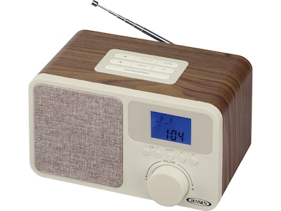 Jensen JCR-315 Digital AM/FM Dual Alarm Clock Radio, Beige/Brown