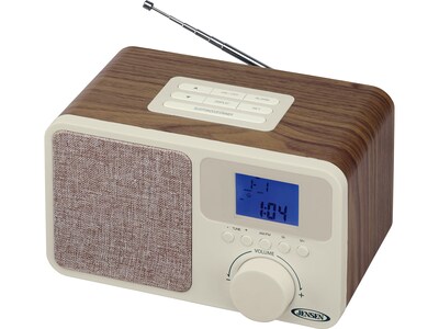 Jensen JCR-315 Digital AM/FM Dual Alarm Clock Radio, Beige/Brown