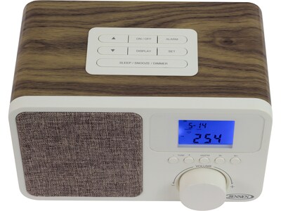 Jensen JCR-315 Digital AM/FM Dual Alarm Clock Radio, Beige/Brown