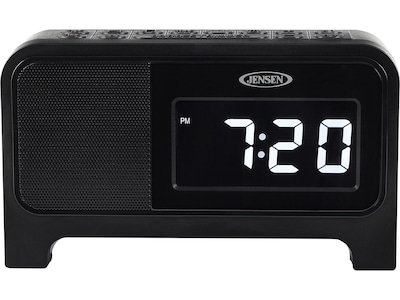 Jensen JCR-350 Digital Clock Radio with Night Light, Black