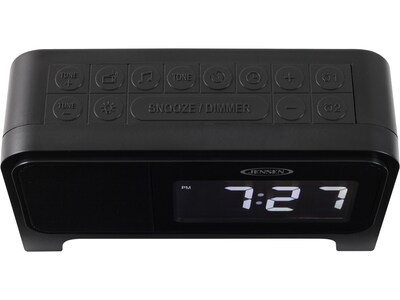 Jensen JCR-350 Digital Clock Radio with Night Light, Black