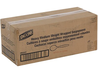 Dixie Individually Wrapped Polystyrene Soup Spoon, Medium-Weight, Black, 1000/Carton (SM53C7)