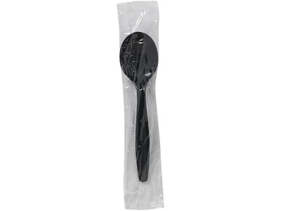 Dixie Individually Wrapped Polypropylene Soup Spoon, Heavy-Weight, Black, 1000/Carton (PSH53C)