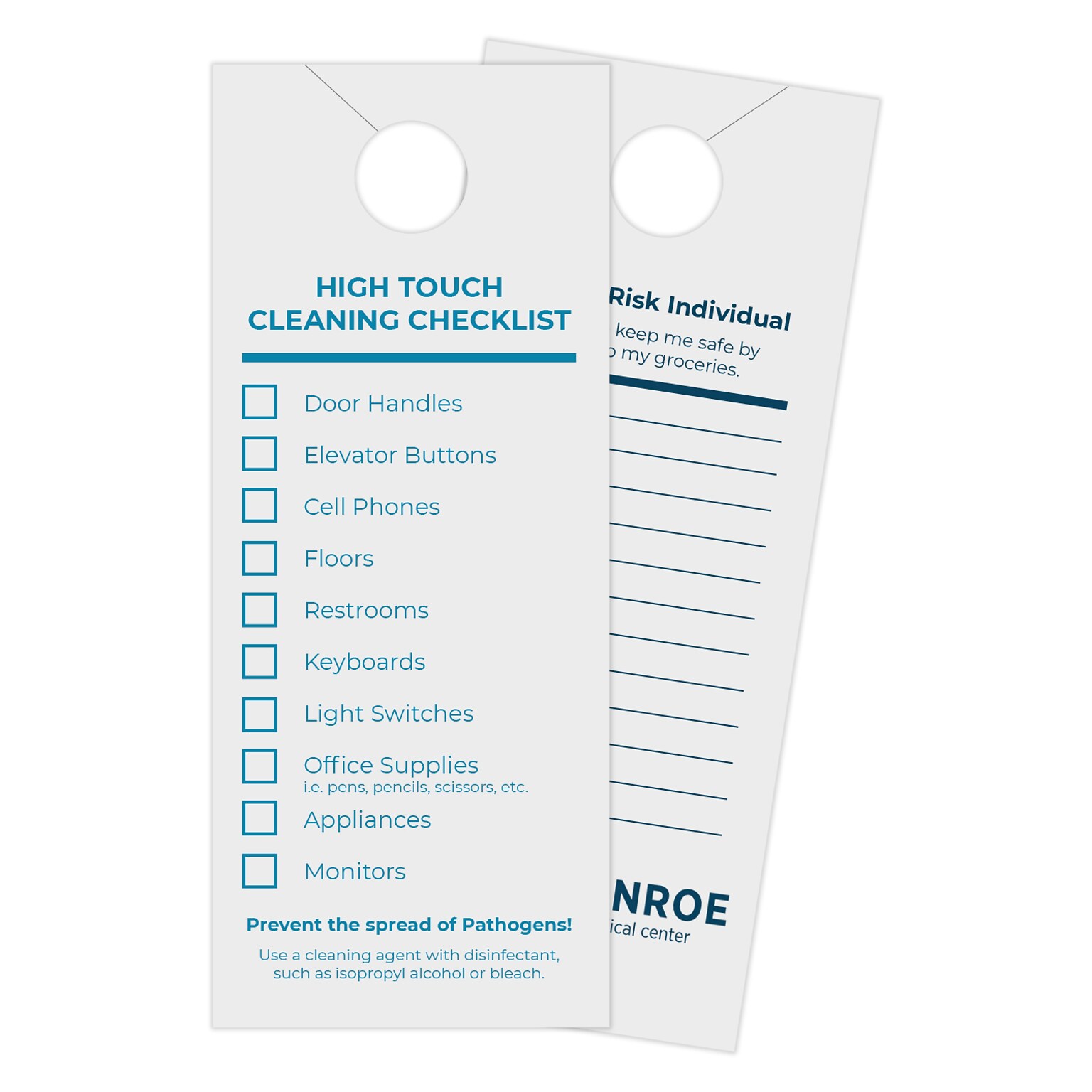 Custom Full Color Door Hangers, Sanatizable Synthetic Stock, 3-1/2 x 8-1/2, 2-sided