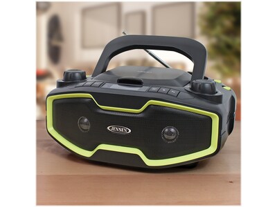 Jensen CD-575 CD Player with Radio, Black/Light Green