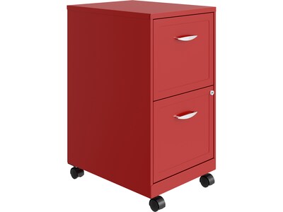 OfficeDesigns SOHO Smart 2-Drawer Vertical File Cabinet, Locking, Letter, Red, 18 (24361)