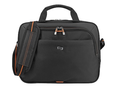 Solo New York Everyday Laptop Briefcase, Black/Orange Polyester (UBN106-4)