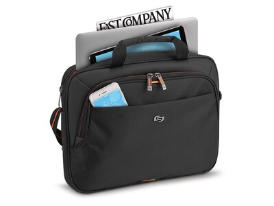 Solo New York Everyday Laptop Briefcase, Black/Orange Polyester (UBN106-4)