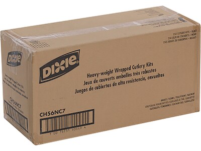 Dixie Individually Wrapped Polystyrene Cutlery Set, Heavy-Weight, Black, 250/Carton (CH56NC7)