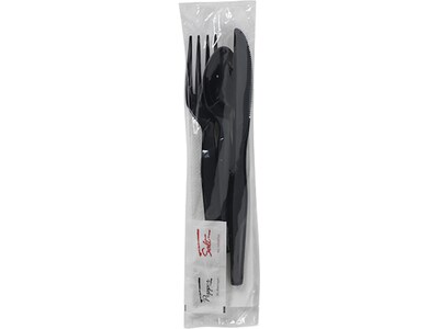 Dixie Individually Wrapped Polystyrene Cutlery Set, Heavy-Weight, Black, 250/Carton (CH56NSPC7)